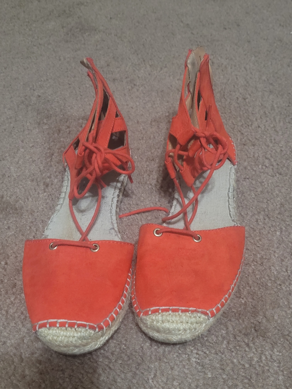 Merona Coral-Orange Lace-Up Espadrille Wedges